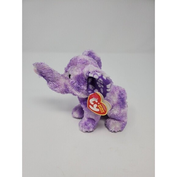 TY BEANIE BABY PURPLE COASTLINE ELEPHANT PLUSH COLLECTIBLE TRUNK UP 2007 W/ TAG - Picture 4 of 12
